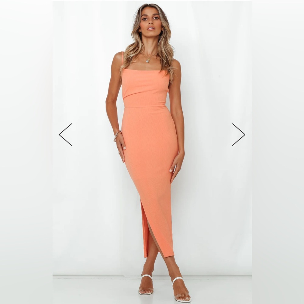 Rooftop Martinis for Two Midi Dress Peach